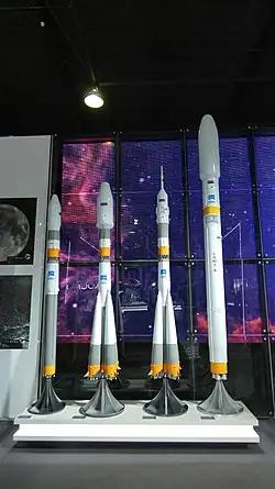 From left to right: Soyuz‑2.1v, Soyuz‑2.1b, Soyuz‑2.1a (crewed variant) and the proposed Soyuz‑5