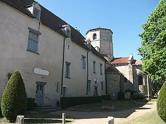 School, town hall and church.