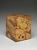 An 18th century wood, gold and silver foil jūbako