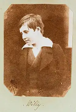 A photograph of a Welsh boy, William Mansel (1838–1866), titled 'Willy', smiling at something off camera. Taken  1853, it is the earliest known photograph of a smile.