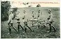 Postcard of the 1 Königlich Sächsische Maschinengewehr-Abteilung Nr. 12 (Royal Saxon Machine Gun Detachment No. 12) with MG 01 in Dresden, 1905.