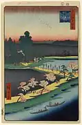 Utagawa Hiroshige, The Intertwined Catalpa Trees at Azuma Grove, c. 1856–58, Japanese Ukiyo-e, woodcut print