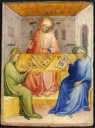 Image 7Niccolò di Pietro, 1413–15, The Conversion of Saint Augustin, Musée des Beaux-Arts, Lyon (from Chess in the arts)