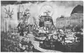 1830 caricature of American Christian Sabbatarians, whose "goal was to prevent the federal government from desecrating the Sabbath by requiring that the mails be transported and the post offices open to the public seven days a week" (American Antiquarian Society)[7]
