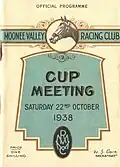 1938 MVRC W S Cox Plate racebook front cover