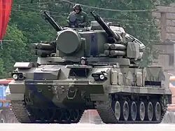 Typical of more modern designs, the Tunguska-M1 mounts both missiles and autocannons.
