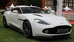 Front-three quarters view of a white coupe