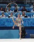 Bouncing the hoop off a leg (Aino Yamada)