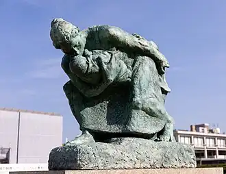 Statue of Mother and Child in the Storm