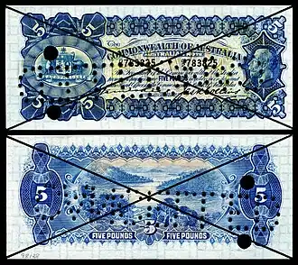 AUS-13a-Commonwealth Bank of Australia-5 Pounds (1924)