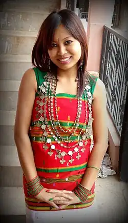 A Tripuri girl in rigwnai and risa