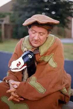 The Abbots Bromley hobby horse in costume, c.1976
