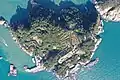 Aerial view of the island