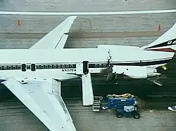 Aerial view of the damaged left engine