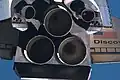 Aft portion of Discovery, including the three main engines, during the RPM.