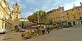 Flower market on Place de l'Hôtel de Ville and the Clock Tower in Aix-en-Provence.