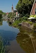 Reformed church with water reflection