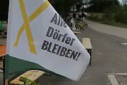 Flag with slogan