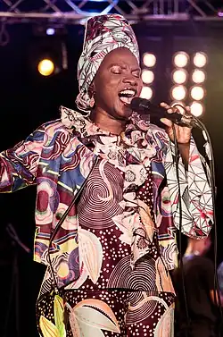 A woman singing