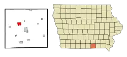 Location of Mystic, Iowa
