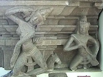 Danseuse apsara et musicien gandharva, 10th century