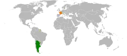 Map indicating locations of Argentina and France