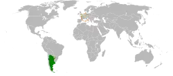 Map indicating locations of Argentina and Switzerland