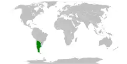 Map indicating locations of Argentina and Taiwan