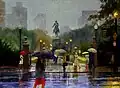 Arlington Street Showers, September 1983, Oil on Linen, 26x35in