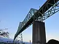 Looking up from beneath the bridge