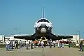 Space shuttle Atlantis, STS-42 from the causeway viewing area. Photo taken with the unit pictured at the left of this page (magazine back and motor drive 500–800mm mirror lens, f12) by James Eager