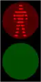 Flashing red - complete crossing but do not start to cross