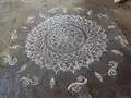 The village people draw these types of traditional patterns at Festival time