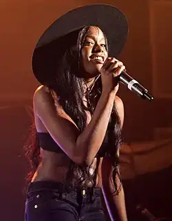 Colour photograph of Azealia Banks performing live in 2012