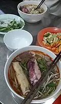 Chả Huế in a bowl of bún bò Huế