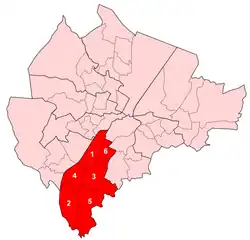 Balmoral , 1. Blackstaff , 2. Finaghy , 3. Malone , 4. Musgrave , 5. Upper Malone , 6. Windsor