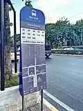Bus stop signage with visualised map and routes