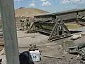 Capsil Roller Beam of the Medium Girder Bridge. Used as an extension to the construction frame to roll the bridge out over the gap. Kazer River, Mosul, Iraq, 2003.