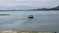 A boat leaving San Juan.