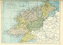 Barony map of County Donegal, 1900; Boylagh is in the west, coloured yellow.