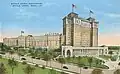 Postcard with a view of sanitarium with the tower addition, c. 1930