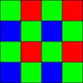 Compare with the earlier Bayer filter, with twice the number of pure green cells (while cyan colored light is a mix of green and blue, so sensors for that color also detects green and blue colors)