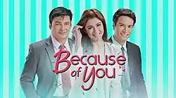 An image of Gabby Concepcion, Carla Abellana and Rafael Rosell, over a light blue background. The series title is displayed on the lower center of the image.