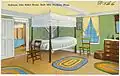 1930s postcard depicting a bedroom