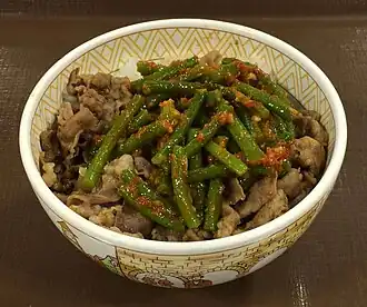 With garlic sprouts