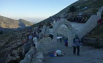 Pilgrims at Abaz Ali teqe on Mount Tomorr.