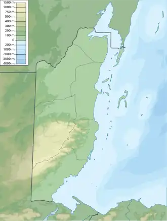 Map showing the location of Cockscomb Basin Wildlife Sanctuary
