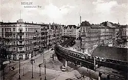 Postcard of an elevated rail line
