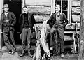 Bill Ah Chow at Moscow Villa with two unidentified bushwalkers