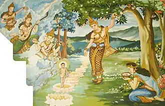 Queen Māyā giving birth to the Buddha